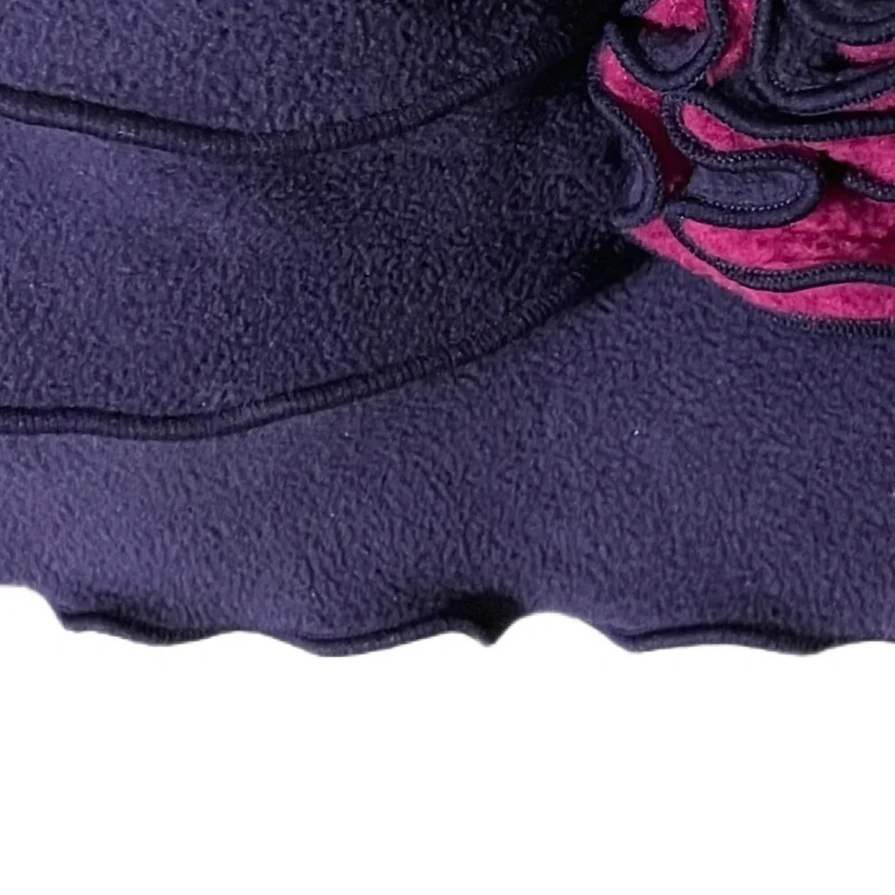 Mack & Co girls purple floral Fleece Garden Hat Roll Up Brim